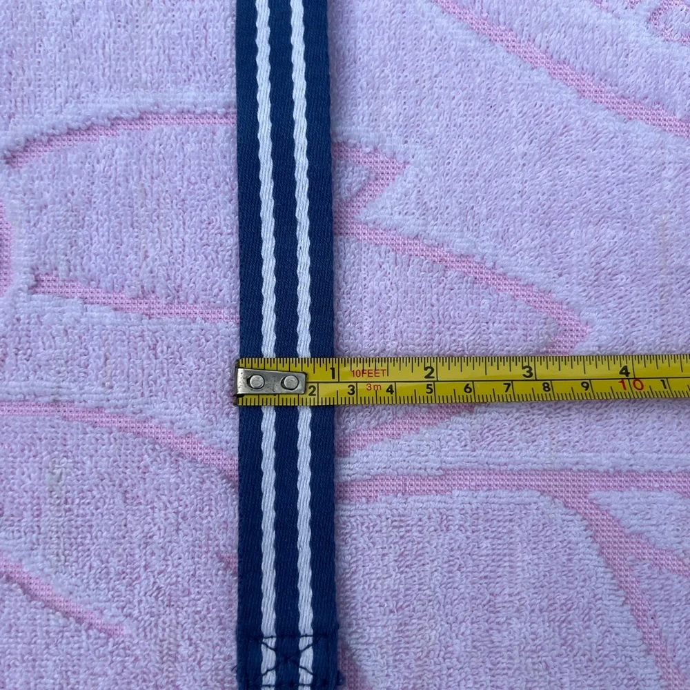 Striped Canvas D-Ring Belt Kids, Blue/White